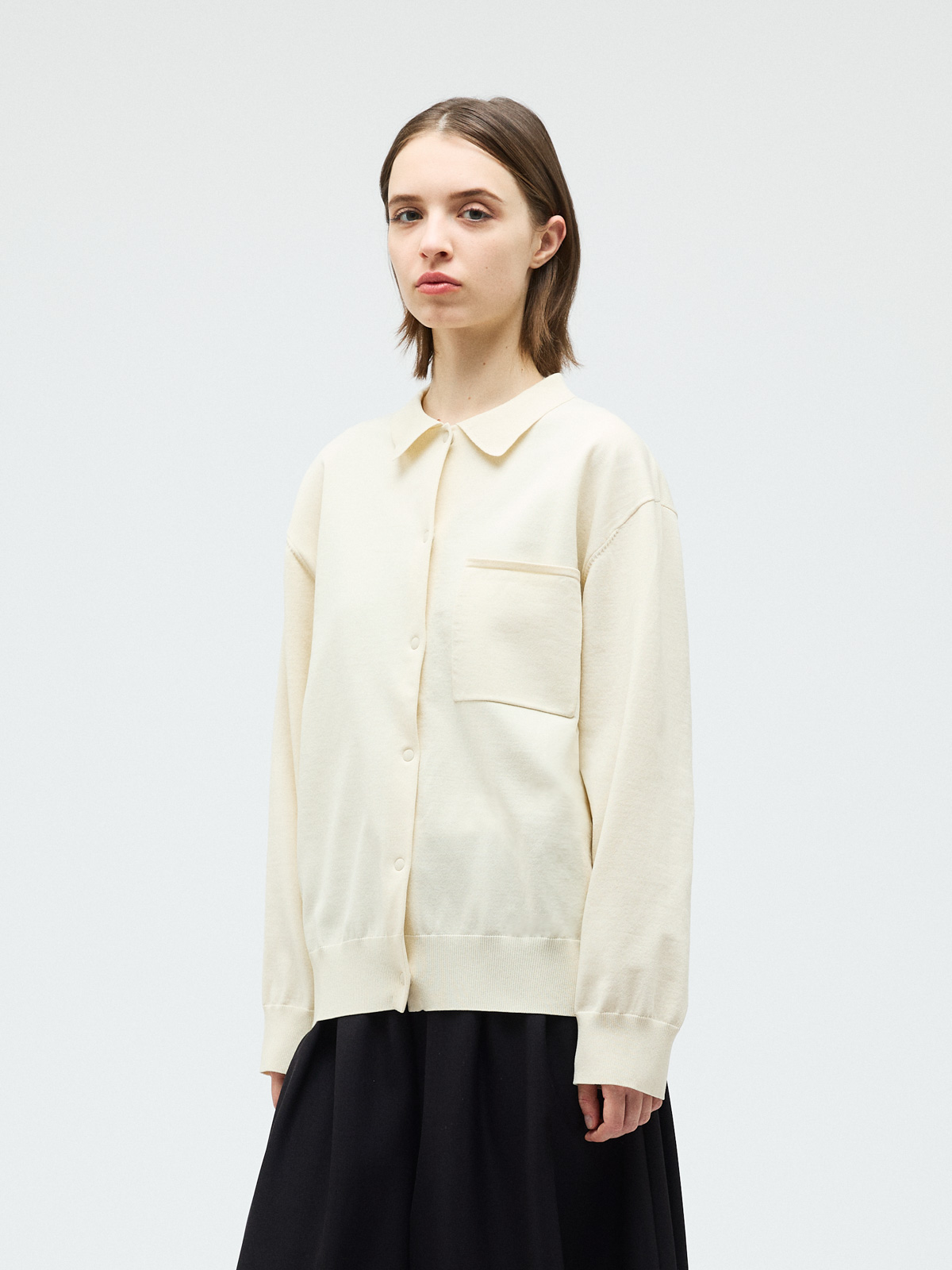 シャツカーディガン 横