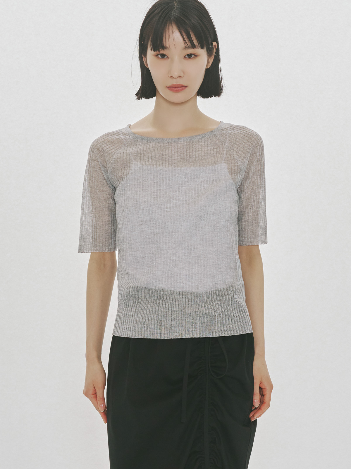 rib square round neck PO