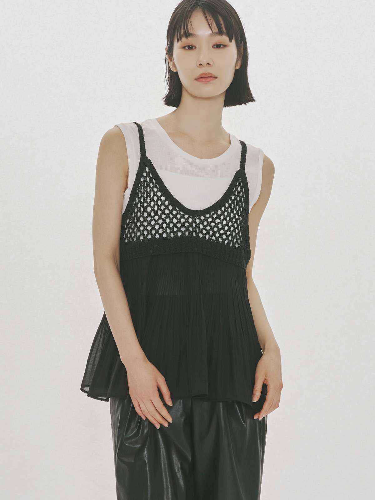 woven pleated combined camisole