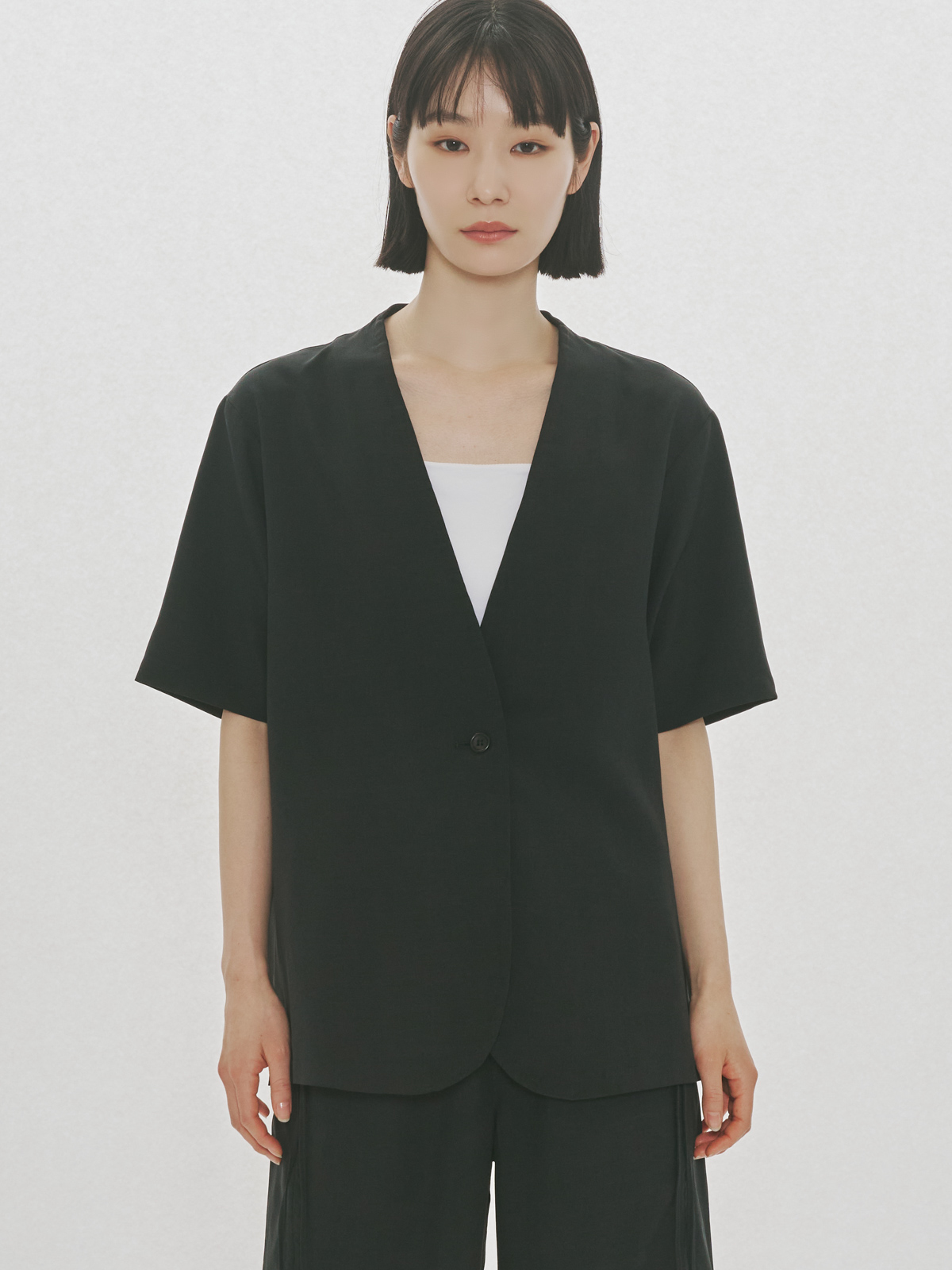 no collar drawstring shirt