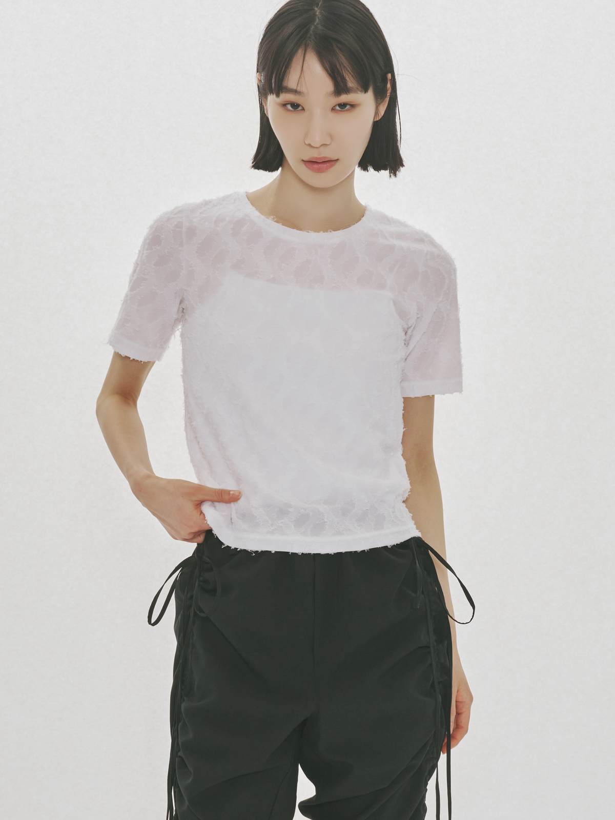 jacquard c/neck sheer inner
