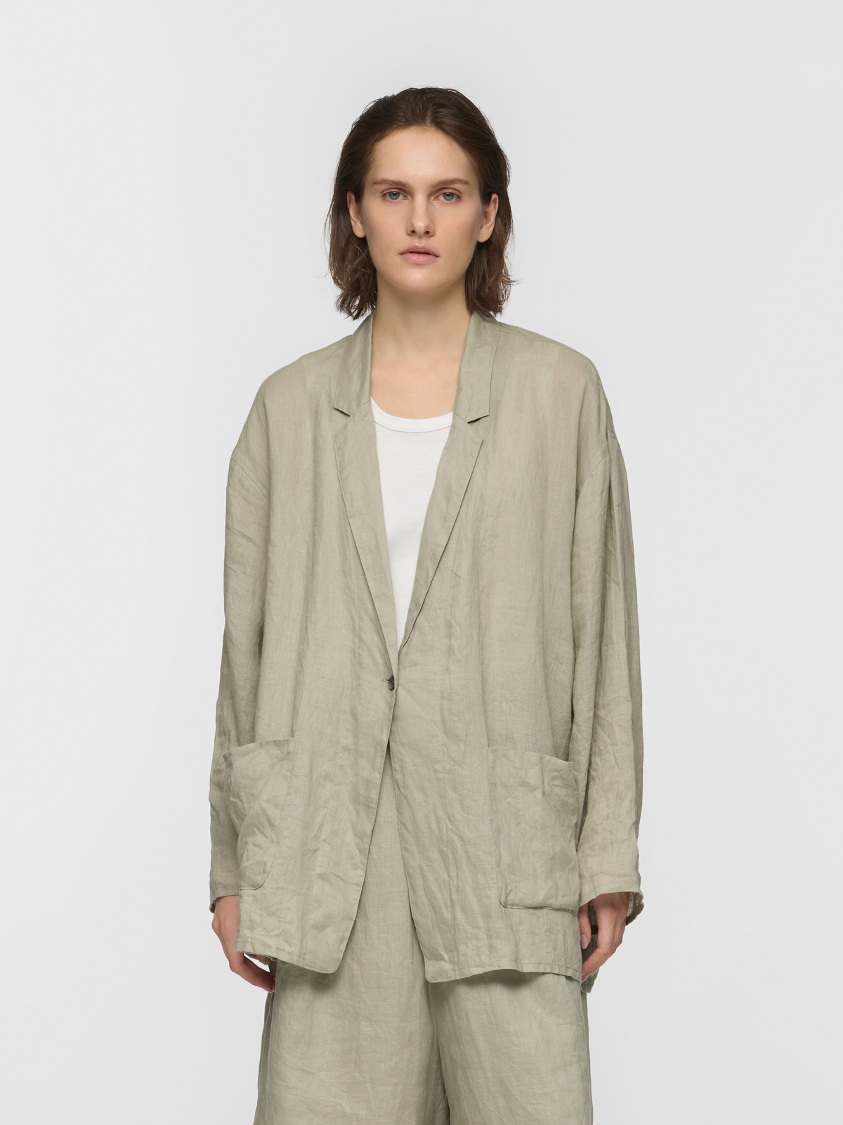linen wide shirt JK