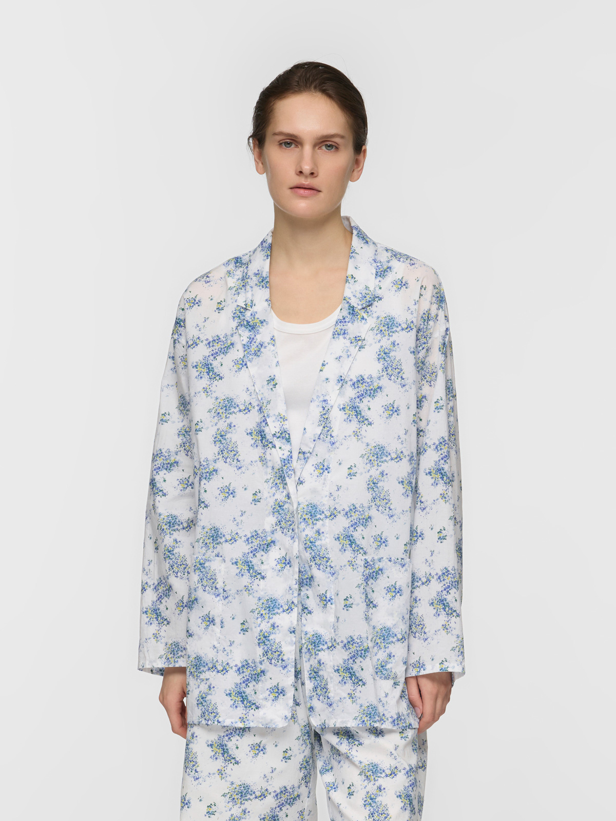 flower print wide shirt JK