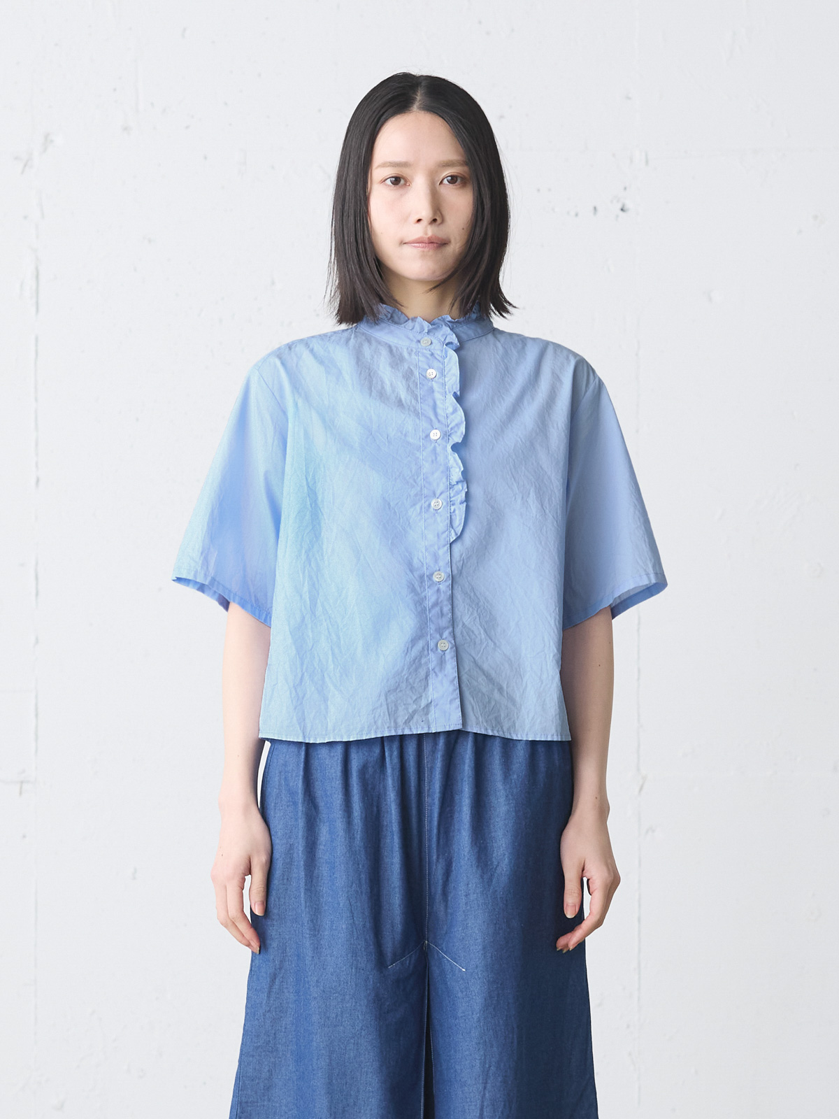 h/s front half frill shirt