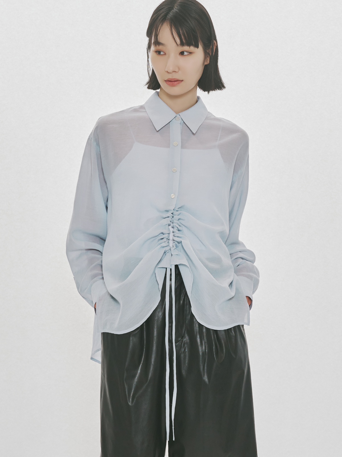 MIDIUMISOLID for Ladies ドローストリングシャツ