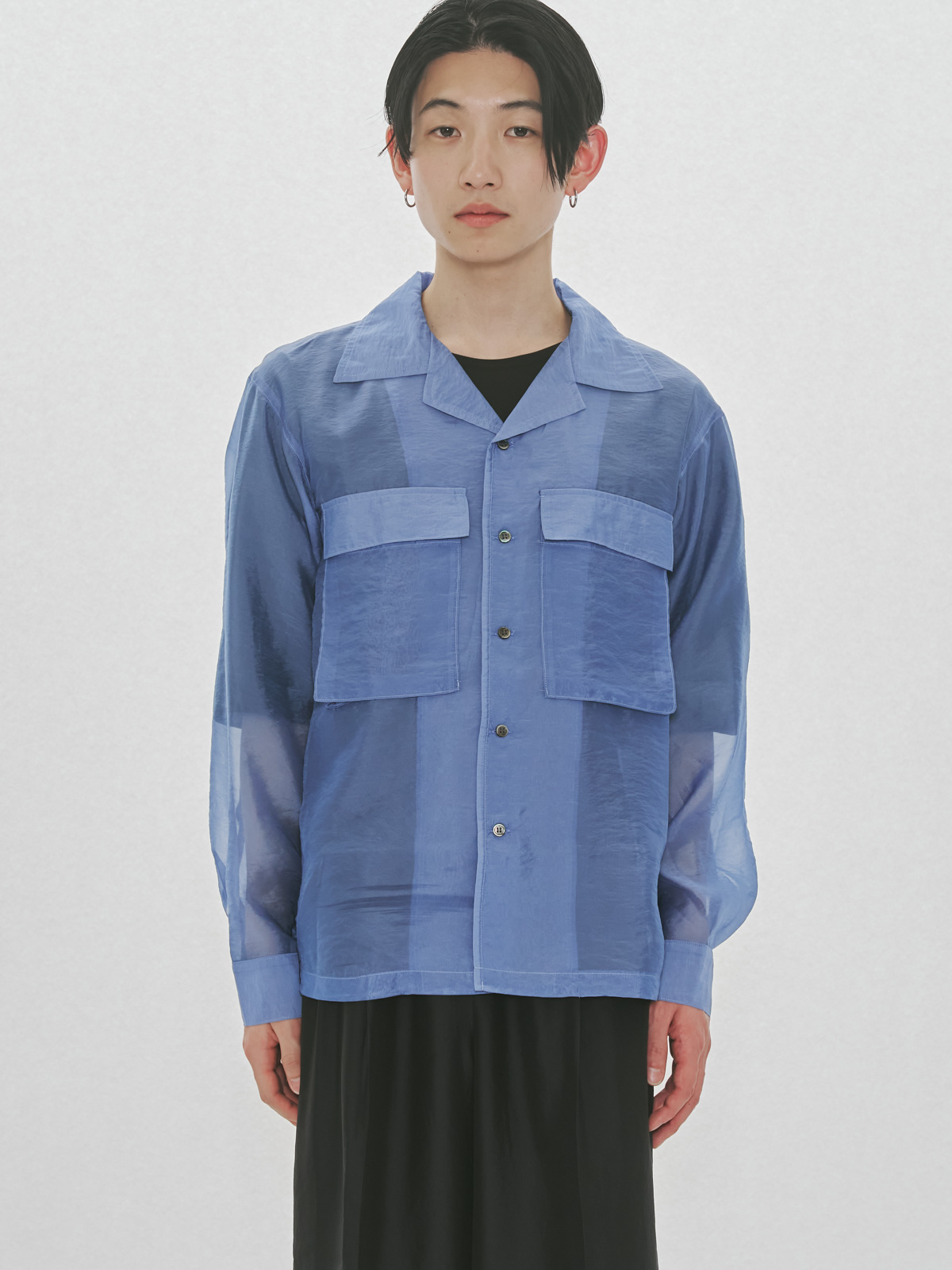 MIDIUMISOLID Men’s シアーオープンカラーシャツ