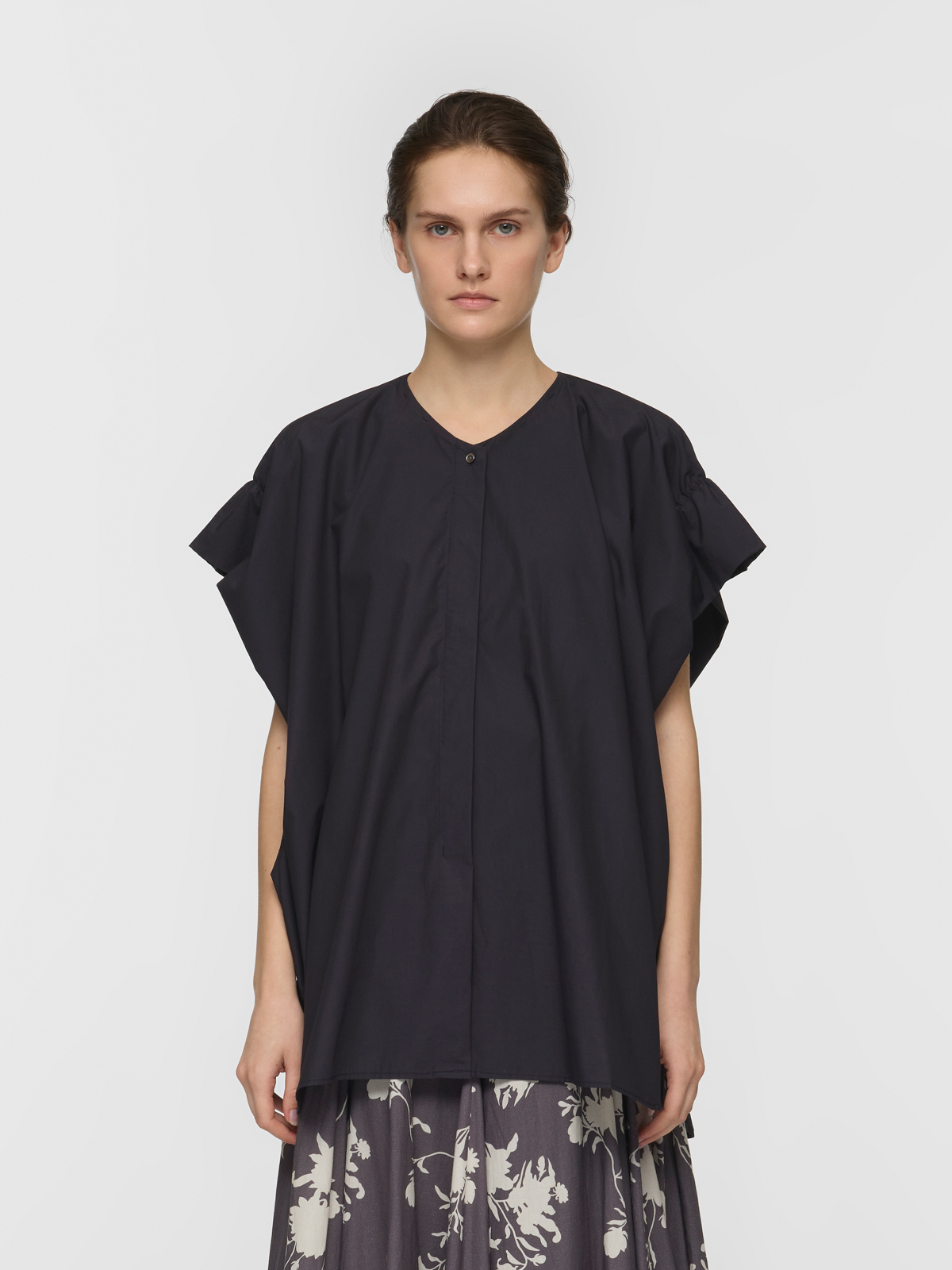 V neck wide tunic shirt