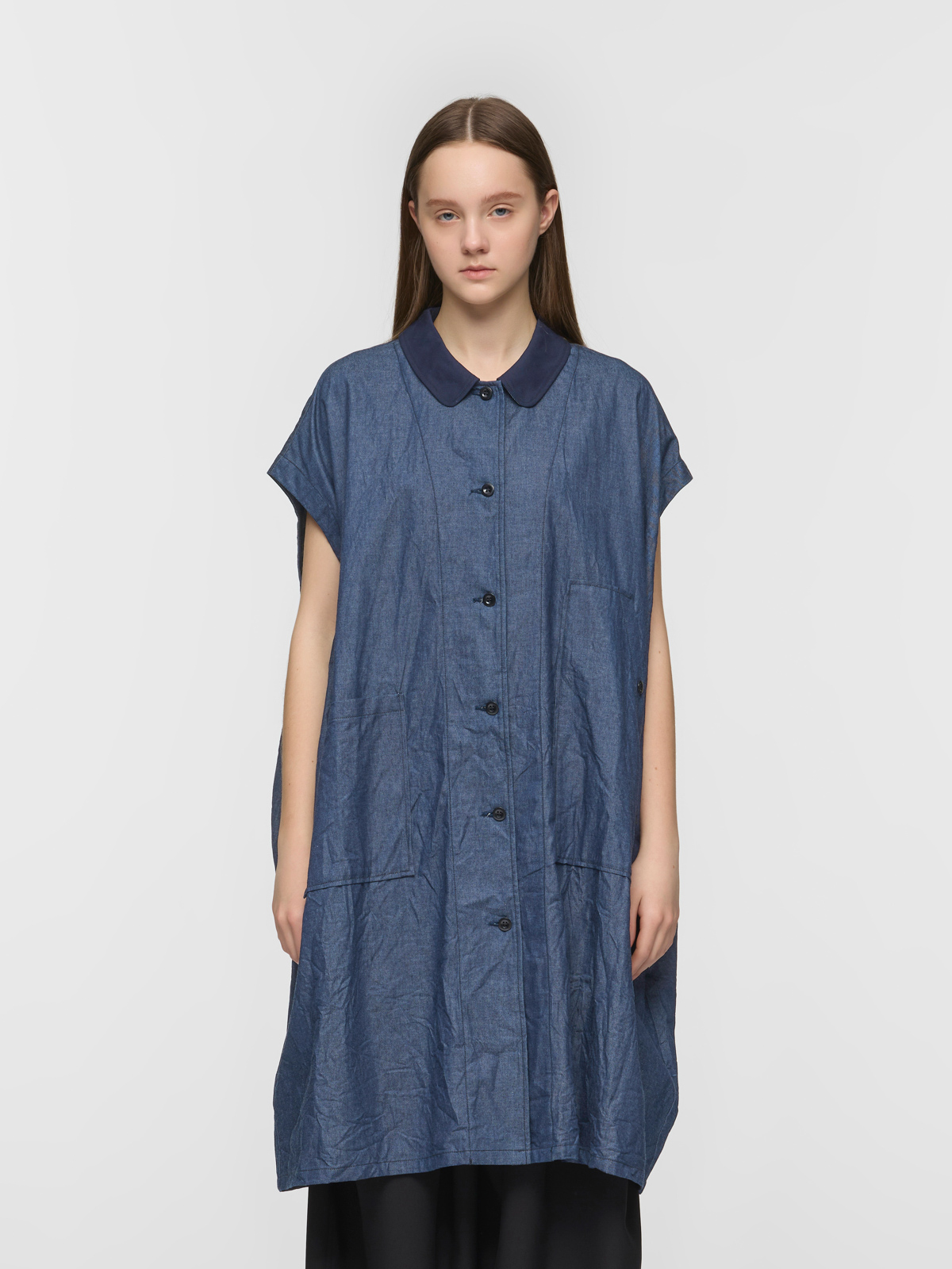 wide denim shirt OP