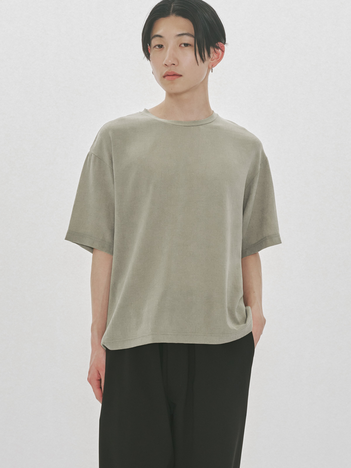MIDIUMISOLID Men’s ハーフスリーブシアーベーシックプルオーバー