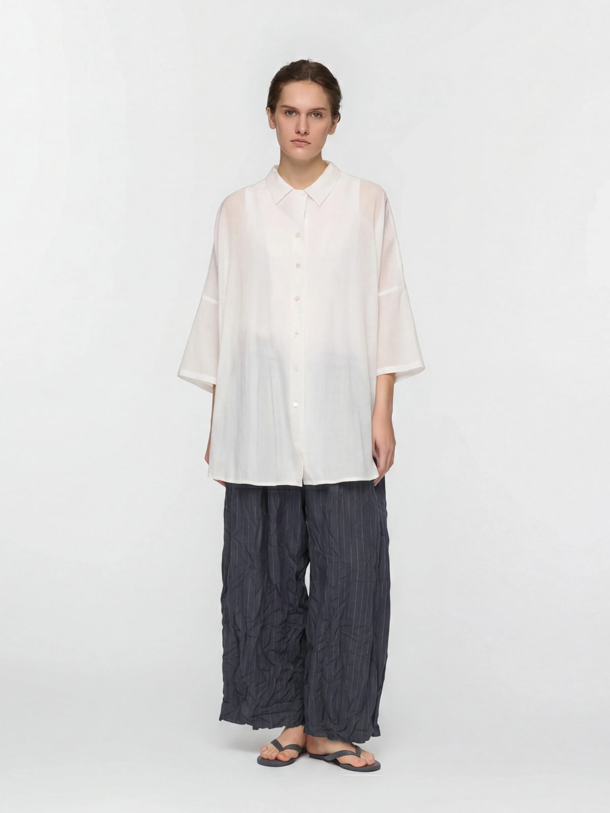wrinkle pleats stripe wide easy PT
