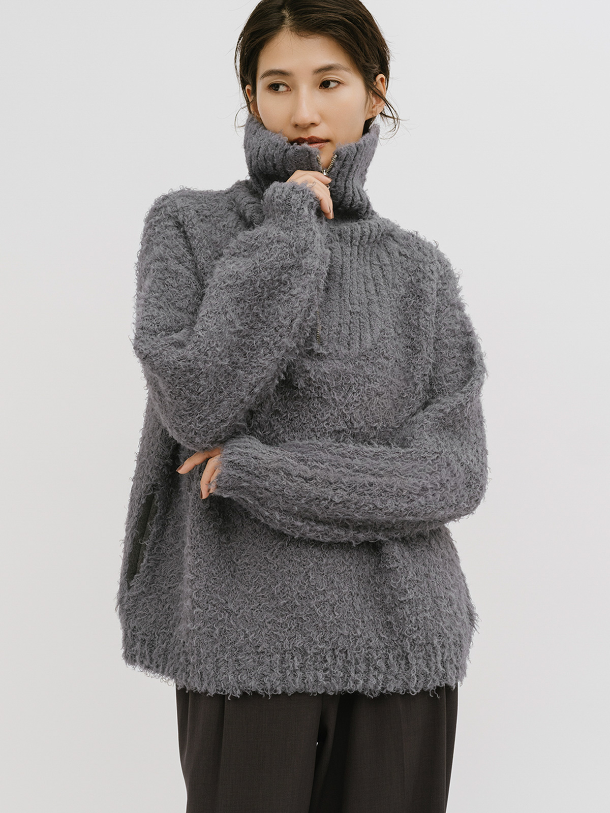 cloud loop zip knit