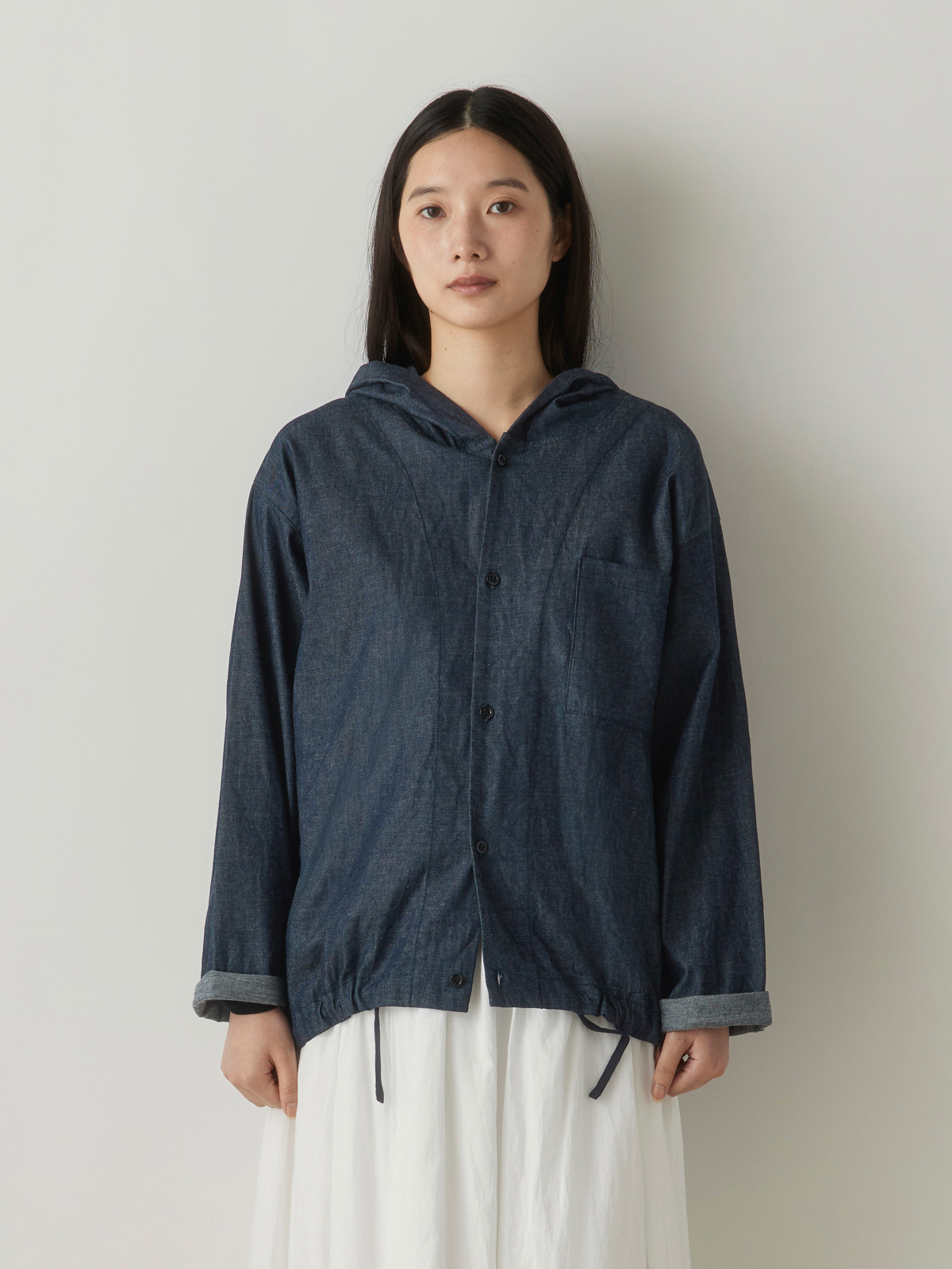 denim hooded shirt