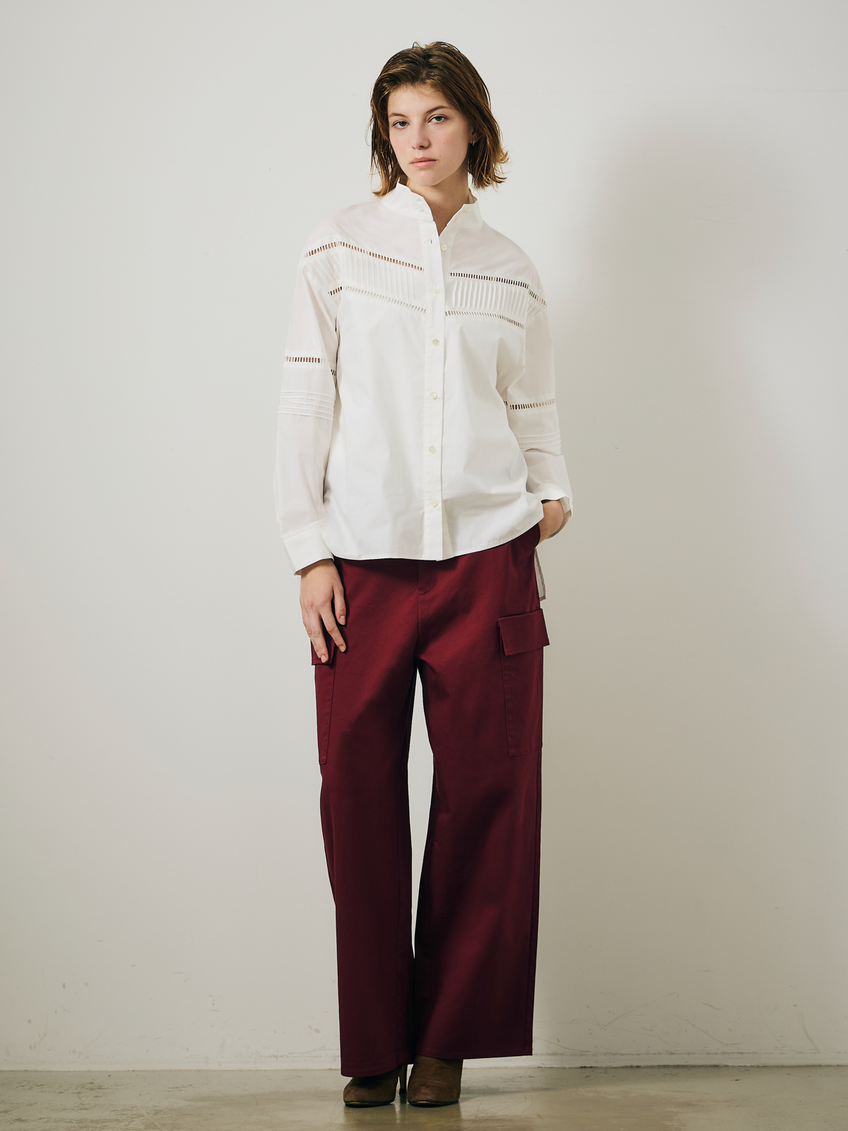 lace pintuck stand collar SH