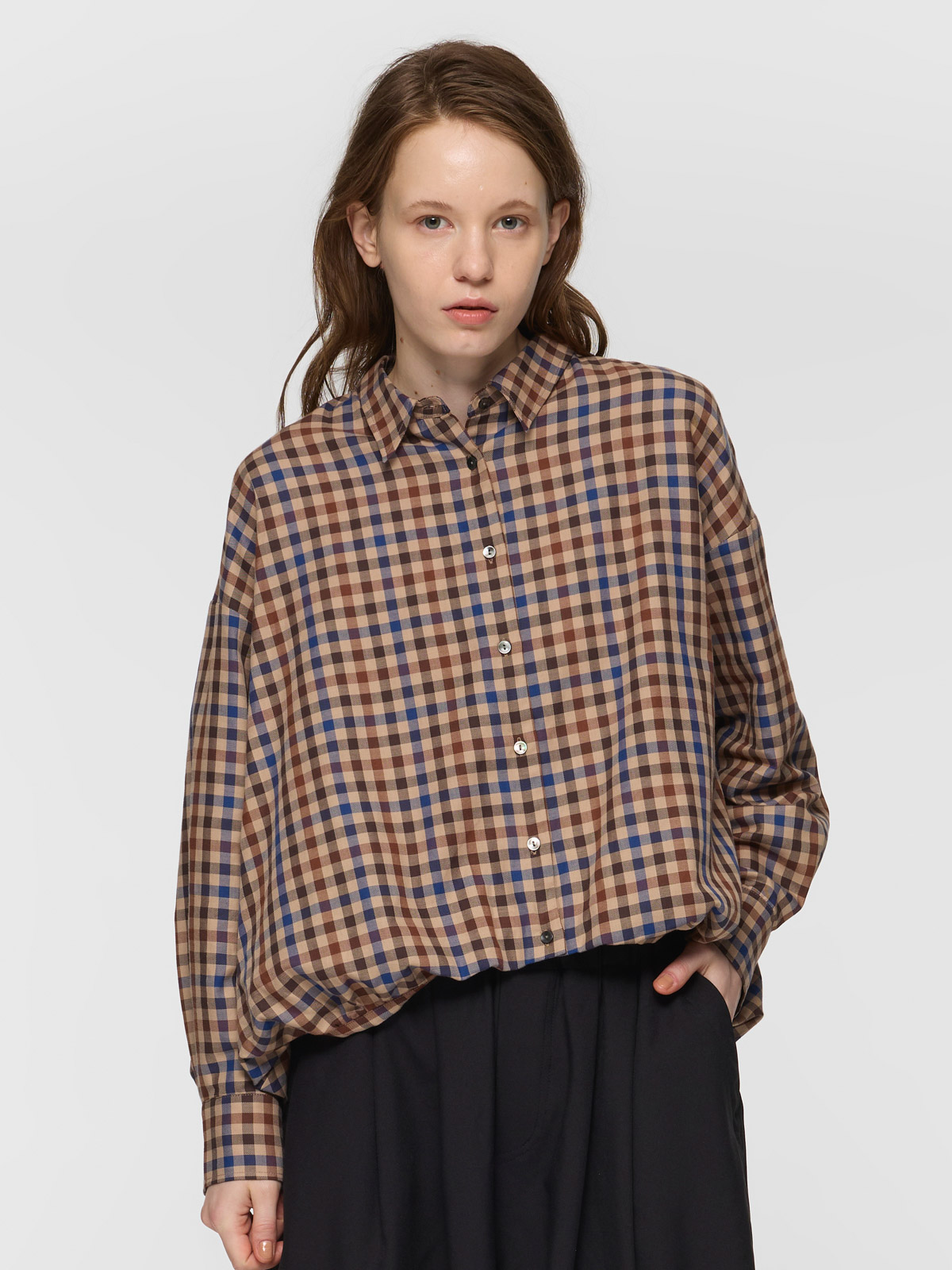 check long slv ballon shirt